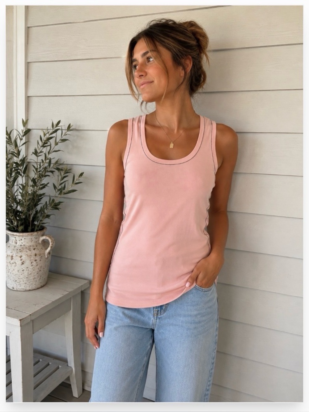 Zara Soft Pink Scoop Neck Tank Top